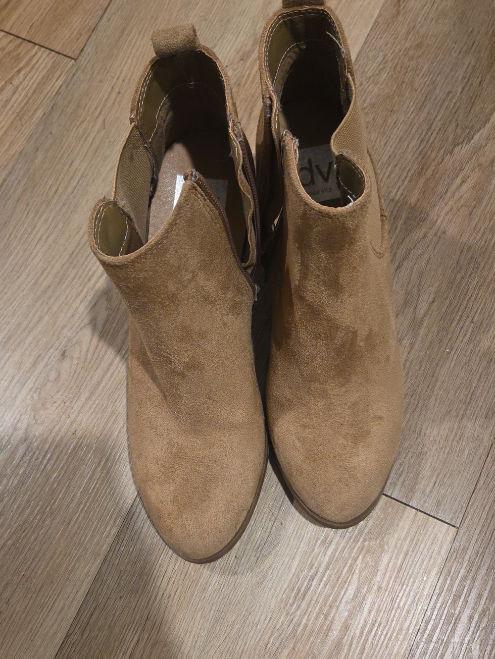 Dolce Vita Tan Suede Ankle Booties with Side Zip
